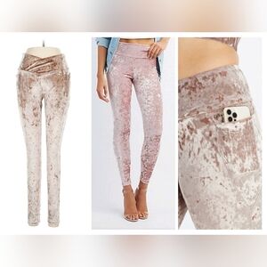 Fabletics Pink Crushed Velvet Leggings